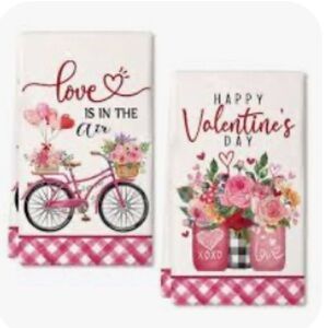 Valentine Day  “Love” Kitchen Dish Towels